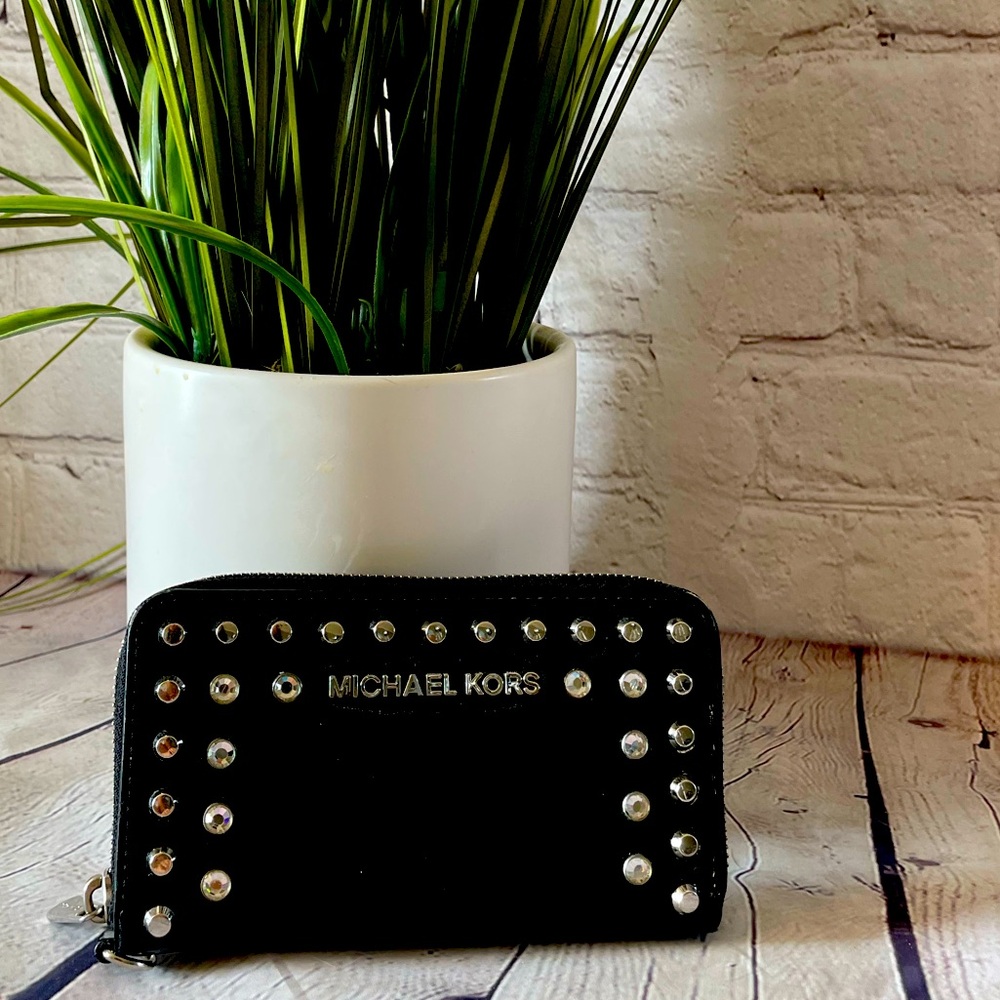 Michael Kors black silver studded wallet
